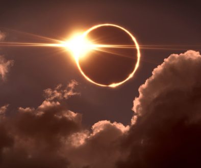 Total eclipse of the Sun. The moon covers the sun in a solar eclipse